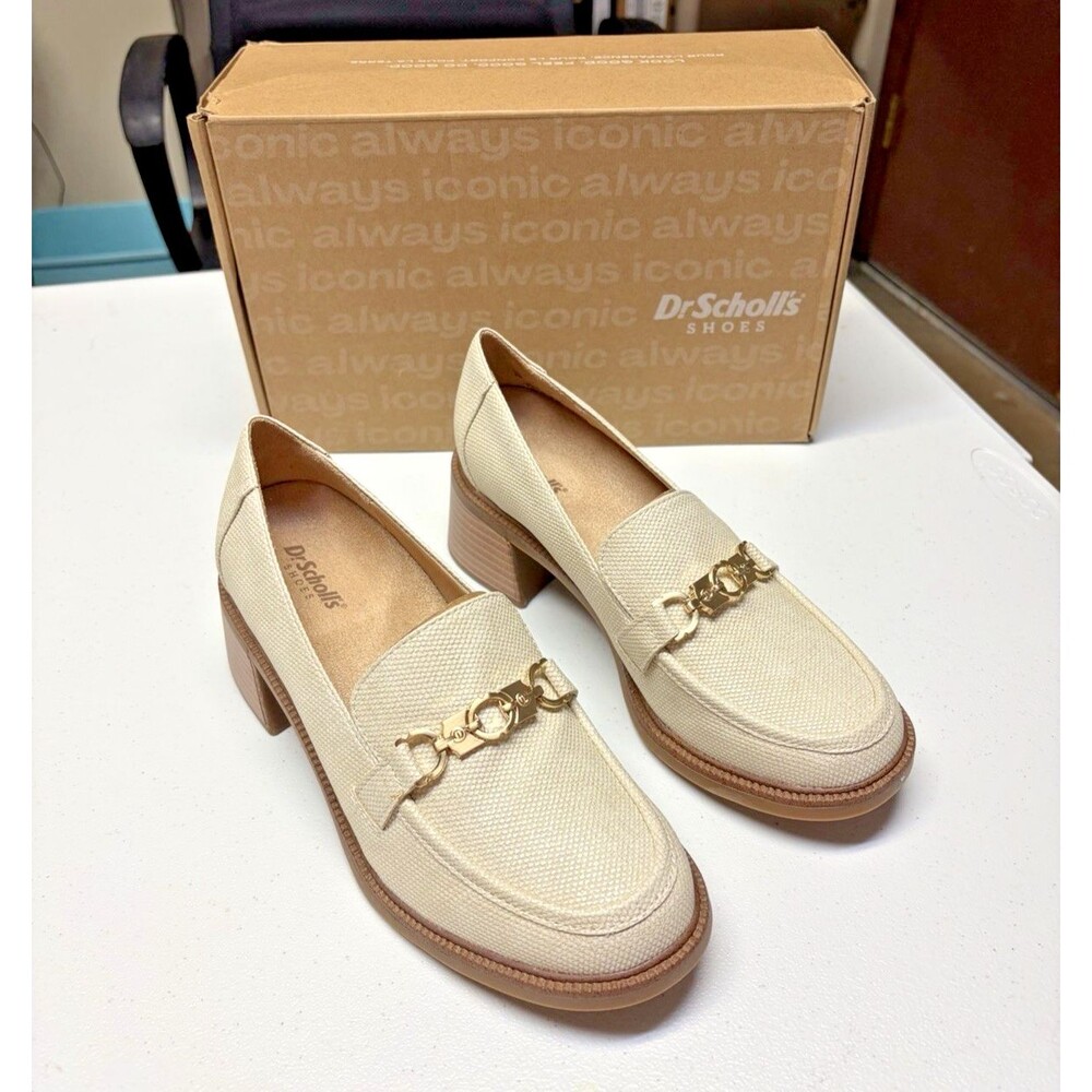 Dr. Scholls Rate Up Bit Heeled Loafers Off White Size 7M New in Box